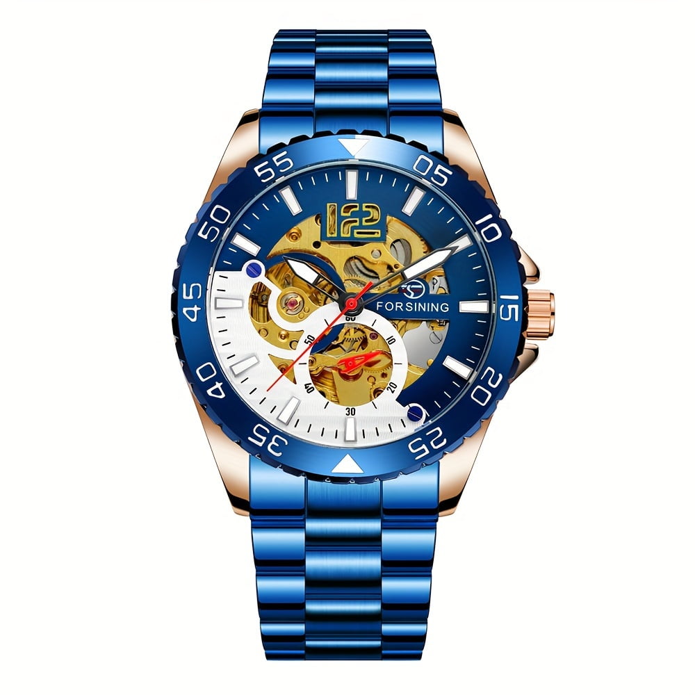 Men's Luxury Fashion Mechanical Watch Casual Stainless Steel Hollow Waterproof Luminous Sports Automatic Mechanical Watch