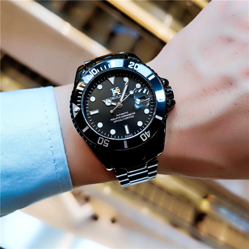 Ogulas Automatic Mechanical Watch Hollow Full Luminous Solid Steel Belt Watch Men's Waterproof