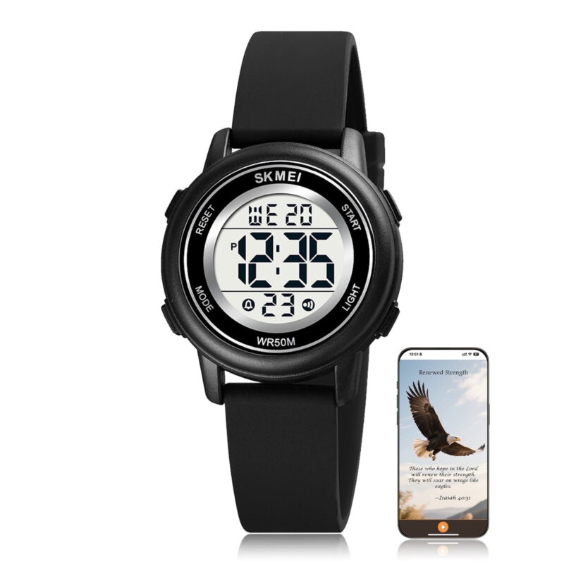 SKMEI Digital Watches Multifunction Waterproof Watch Alarm Luminous，Sports Wristwatch with Bible Verse