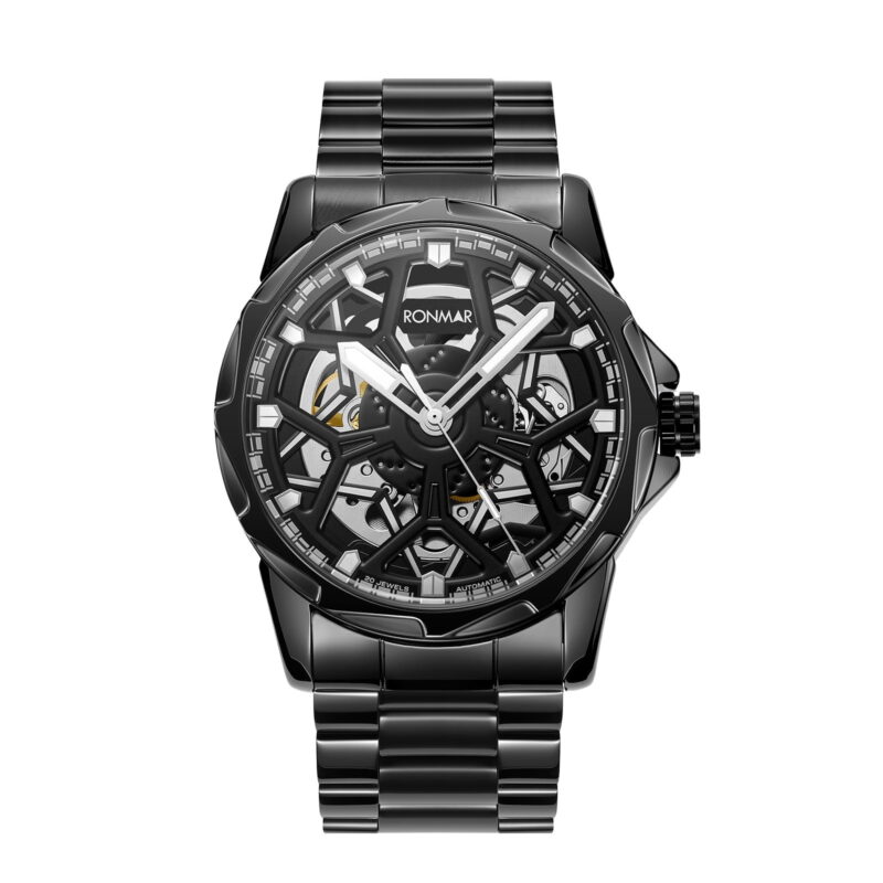 SKMEI Men's Automatic Mechanical Watch Skeleton Waterproof Stainless Steel Mens Watches Fashion Analog Watch for Men