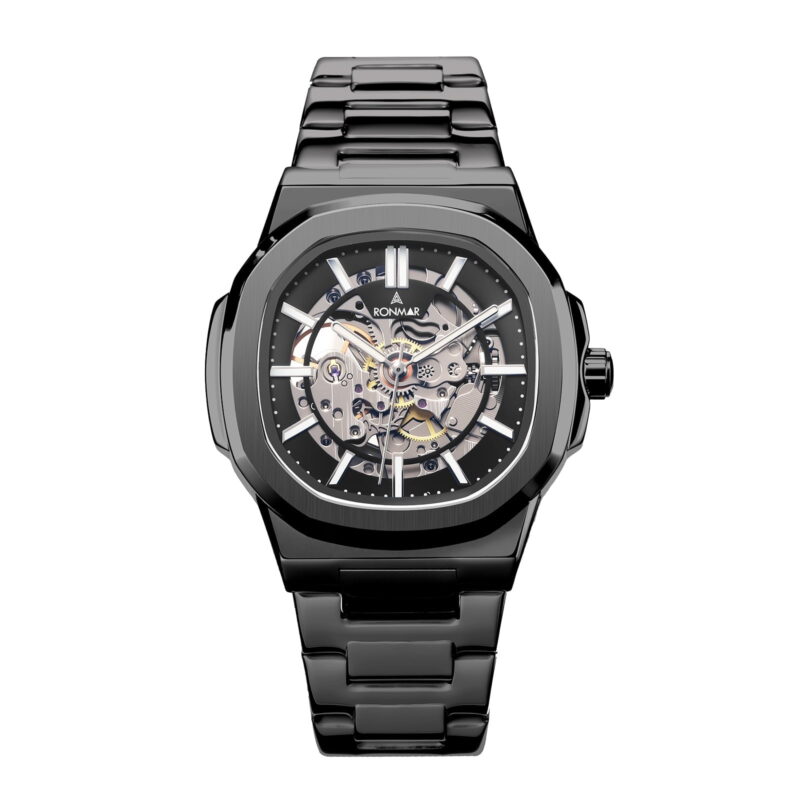 SKMEI Men's Mechanical Skeleton Watch Luxury Big Face Watches for Men with Luminous Stainless Steel Strap