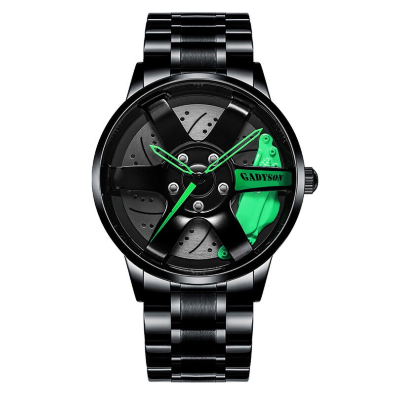 SUSHNAG Skeleton Steel Band Watch Men'S Watch Sport Mesh Wheel Quartz Car Watch Fashion Hub Rim Watch Men'S Watch
