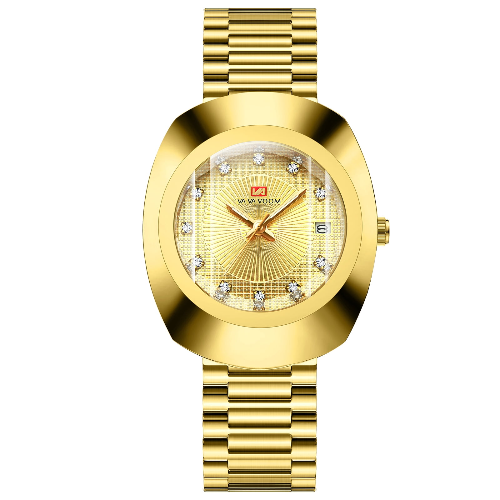 Unisex Stylish Casual Stainless Steel Wristwatch, Golden
