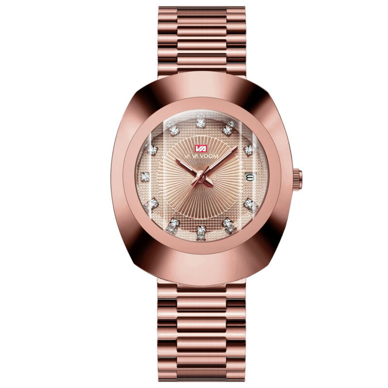 Unisex Stylish Casual Stainless Steel Wristwatch, Golden
