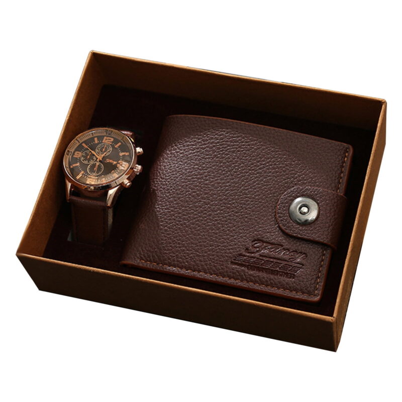 WNFJR Father's Day Gift Set - High-End Men's Accessories - Business Gifts for Men - Premium Leather Wallet and Watch Set