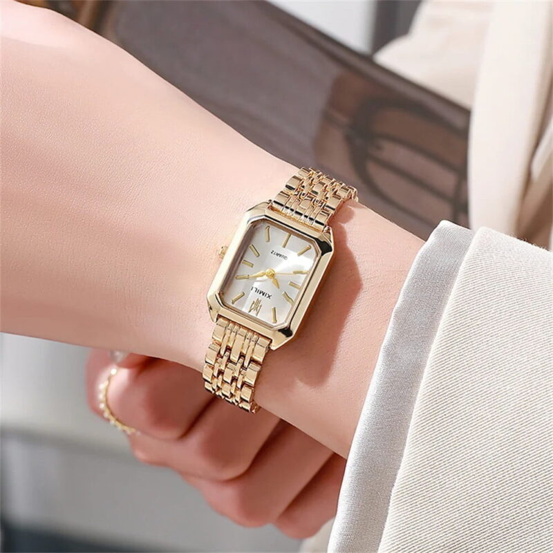 Women's Watch Bracelet Stainless Steel Band Luxury Woman Gift Quartz Square Dial