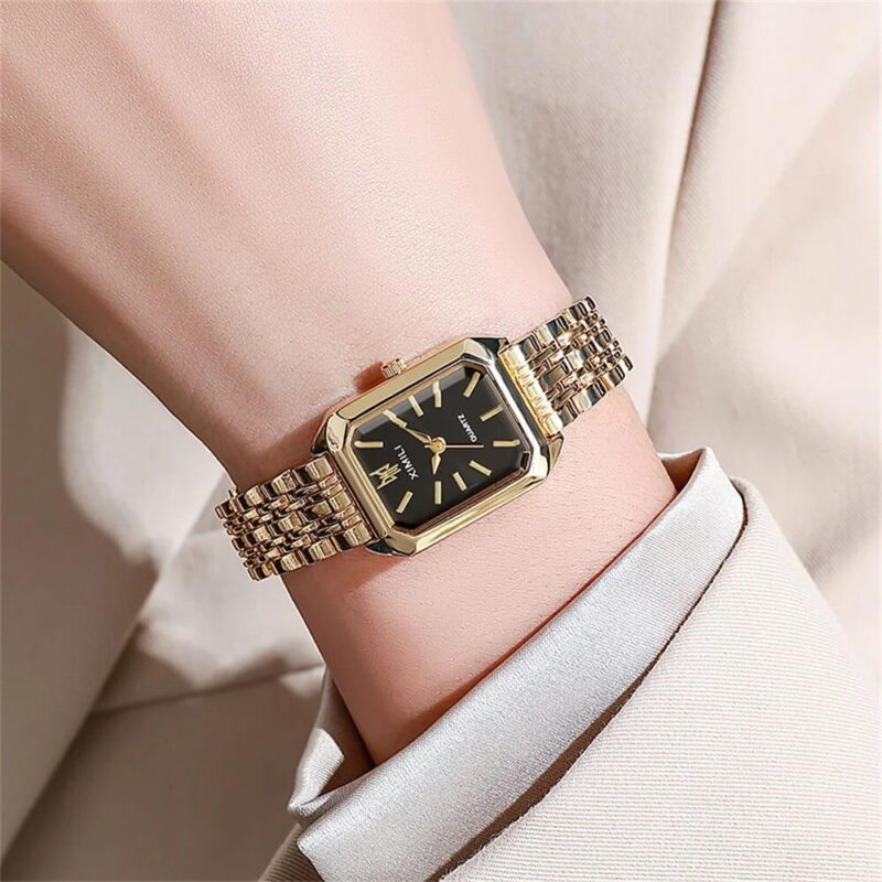 Women's Watch Bracelet Stainless Steel Band Luxury Woman Gift Quartz Square Dial