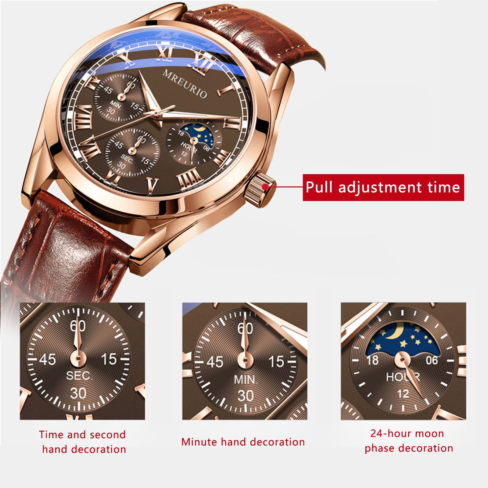 LEHOZIHEQ Men Skeleton Watch Automatic Mechanical Dress Casual Leather Wrist Watches - Image 5