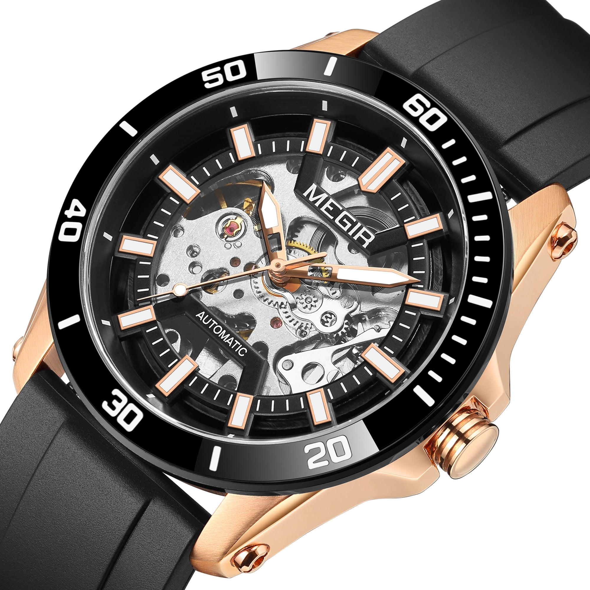 MEGIR Fashion Hollow Out Mechanical Watch for Men Stainless Steel Case Sapphire Automatic Wristwatch - Image 2