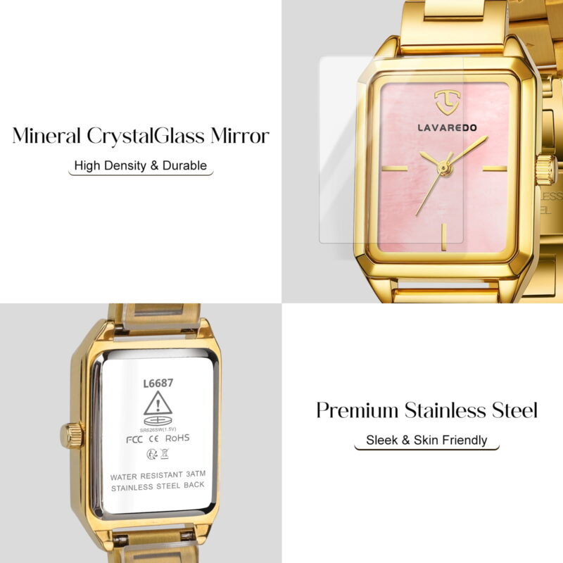Watches for Women Luxury Ladies Quartz Wrist Watches with Stainless Steel Bracelet,Waterproof Square Ladies Watches Mother's Day Gifts for Women