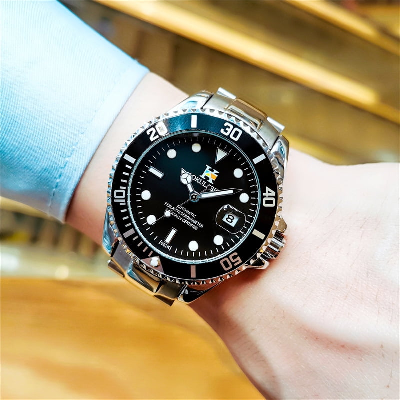 Ogulas Automatic Mechanical Watch Hollow Full Luminous Solid Steel Belt Watch Men's Waterproof - Image 7