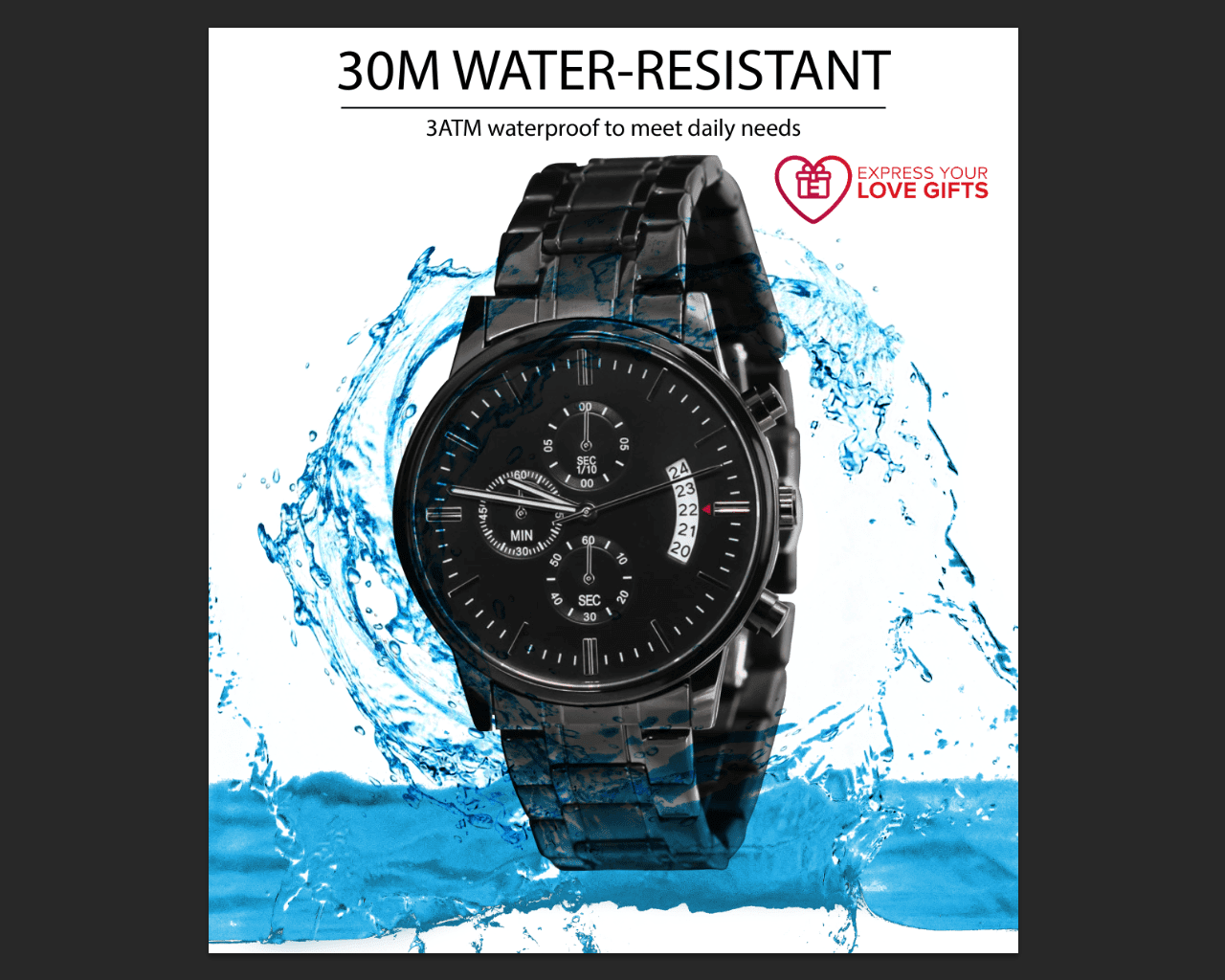 Act Justly Engraved Men's Watch Multifunction Stainless Steel W Copper Dial - Image 5