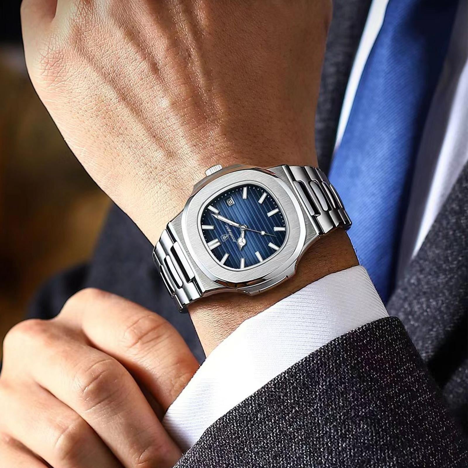 Poedagar Men Watch Rose Gold Quartz Stainless Steel Sports Waterproof Luminous Date Fashion Watches - Image 2