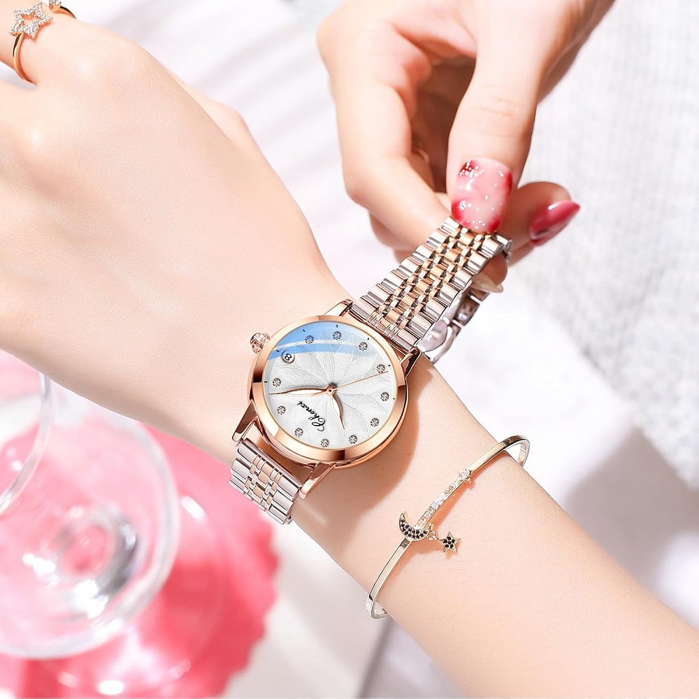 Women's Sapphire Watches Automatic Mechanical Gold Bracelet Ladies Skeleton Wrist Watch - Image 7