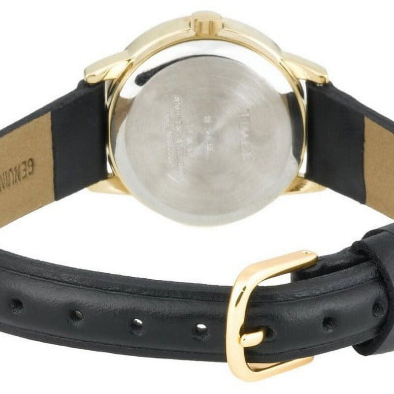Timex Women's Easy Reader Date Black/Gold/White 25mm Casual Watch, Leather Strap