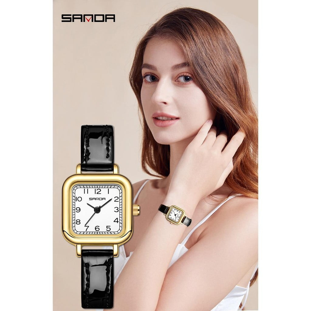 EXPLOJOY Leather Watch for Women Waterproof Fashion Steel Strap Small Dial Simple Quartz Square Watch - Image 3