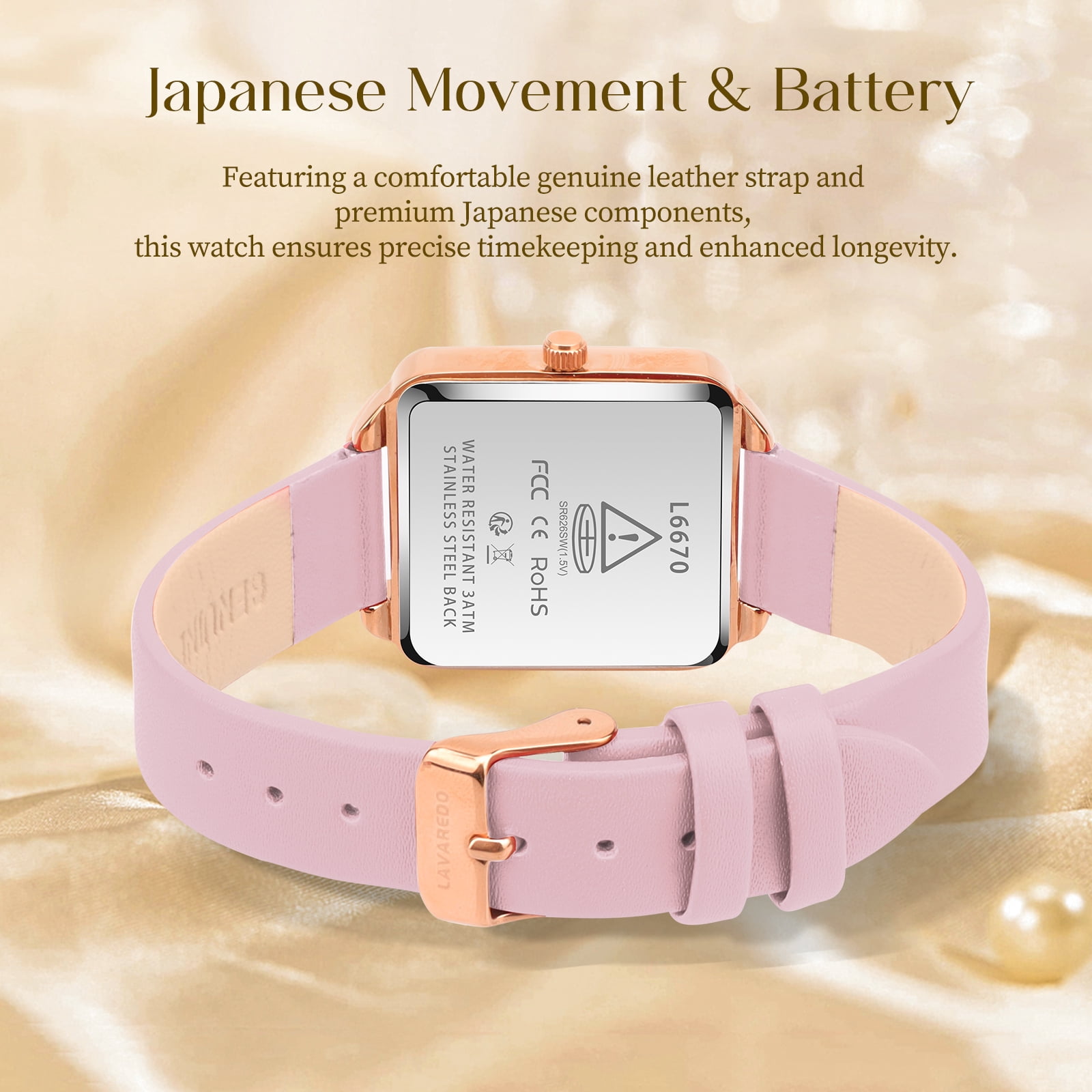 Woman Watch Elegant Square Dial Watches with Leather Strap Waterproof Classic Simple Womens Quartz Watch Gift for Woman - Image 3