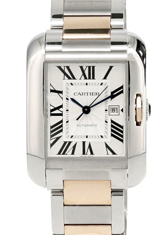 Cartier Tank Anglaise Women's Silver Dial 18K Links Automatic Watch W5310019