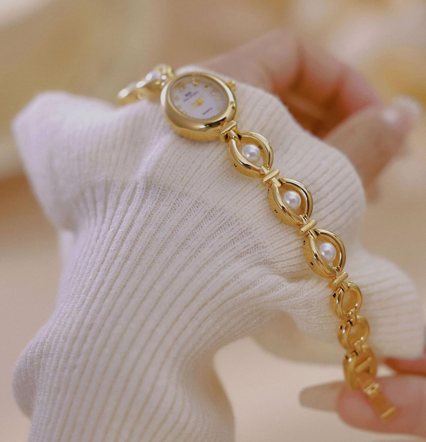 Fashion Women's Dress Watch Elegant Pearl Oval dial Ladies Bracelet Waterproof Analog Casual Watch - Image 7