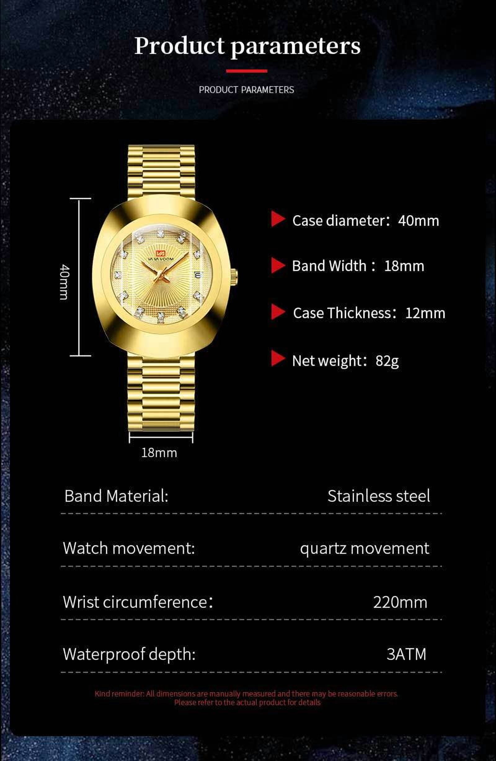 Unisex Stylish Casual Stainless Steel Wristwatch, Golden - Image 3