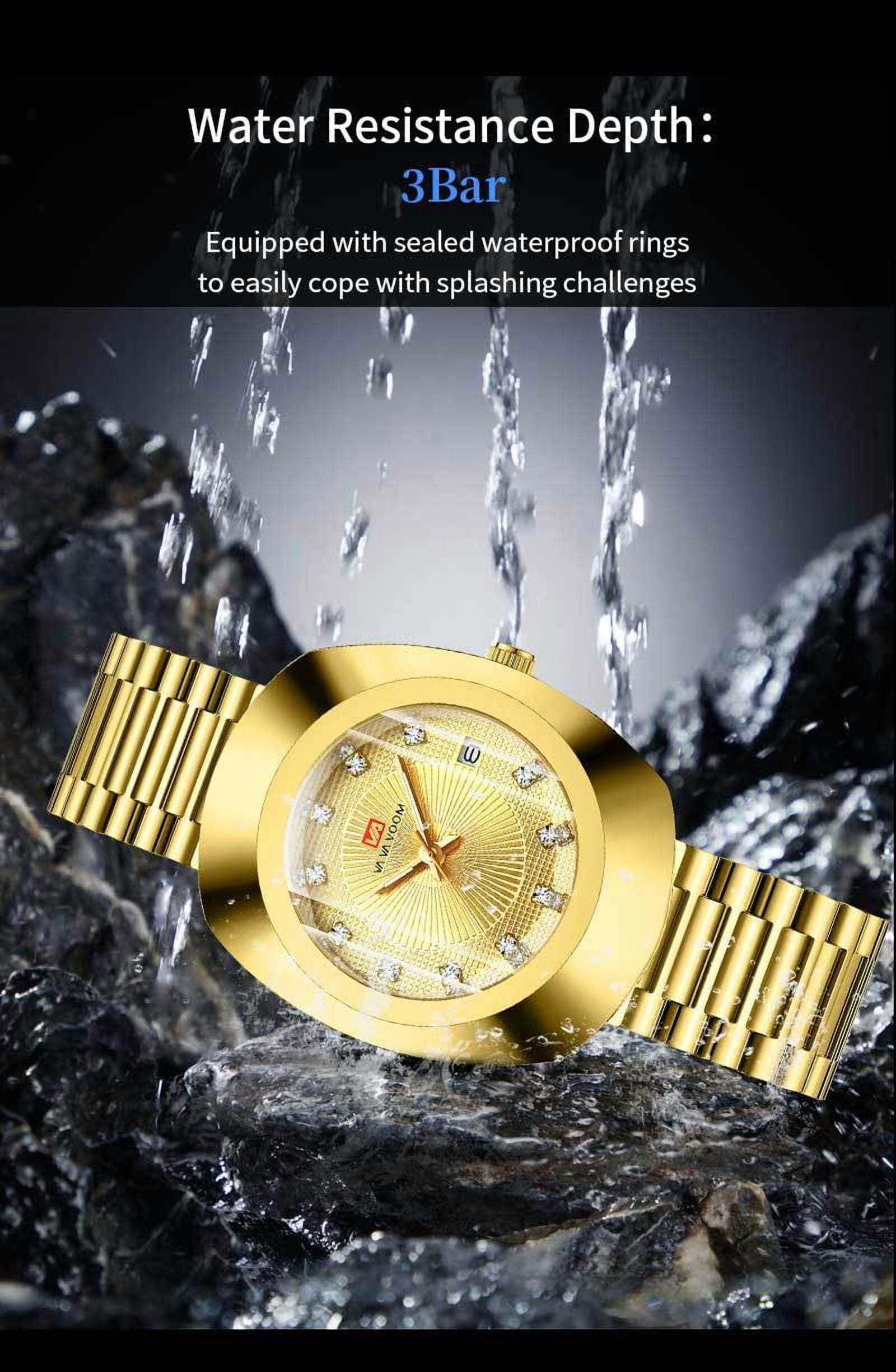 Unisex Stylish Casual Stainless Steel Wristwatch, Golden - Image 5