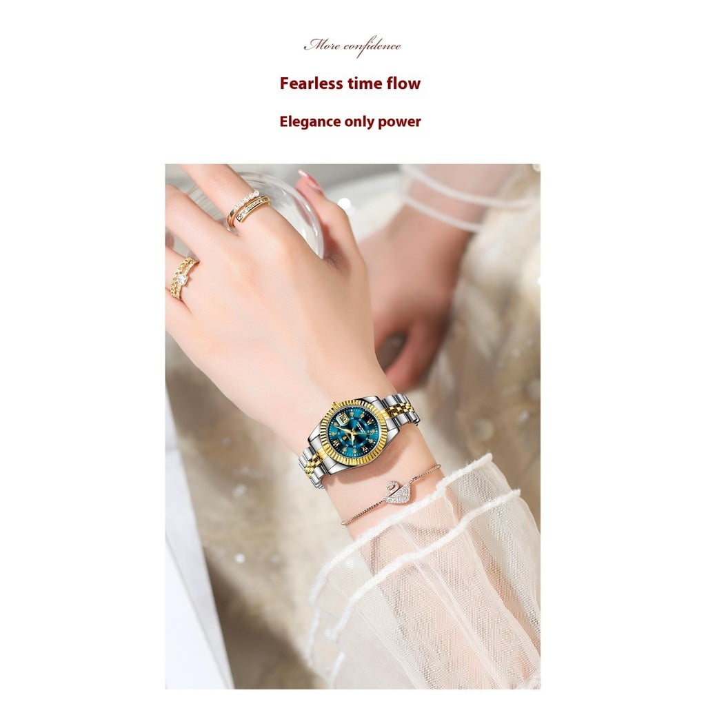 EXPLOJOY Luxury Elegant Watch for Women Waterproof Stainless Steel Quartz Luminous Date Ladies Watch - Image 4