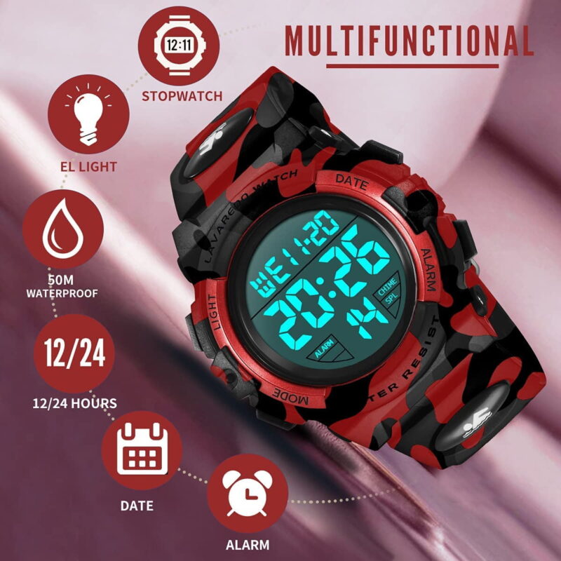 Kids Digital Sports Watch for Age 4-15 Waterproof Watches with Alarm Stopwatch Wrist Watches for Boys Girls Birthday Chriatmas Gift for Kids