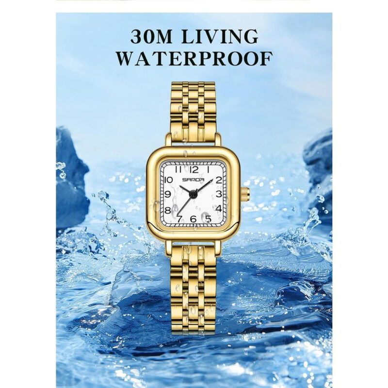 EXPLOJOY Women’s Square Quartz Watch – Waterproof, Fashionable, and Elegant Steel Strap