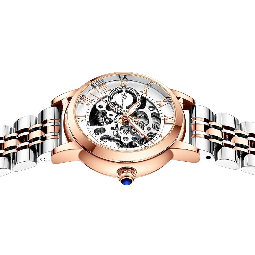 Women's Sapphire Watches Automatic Mechanical Gold Bracelet Ladies Skeleton Wrist Watch - Image 2