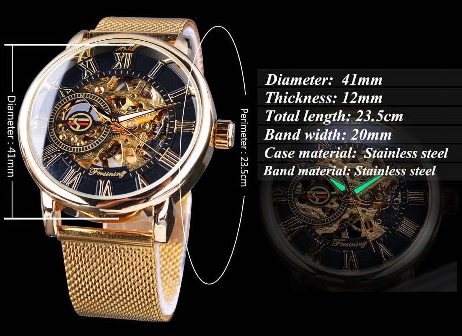 VIGOROSO Men Skeleton Mechanical Wrist Watch Stainless Steel Luxury Casual Wristwatch - Image 5