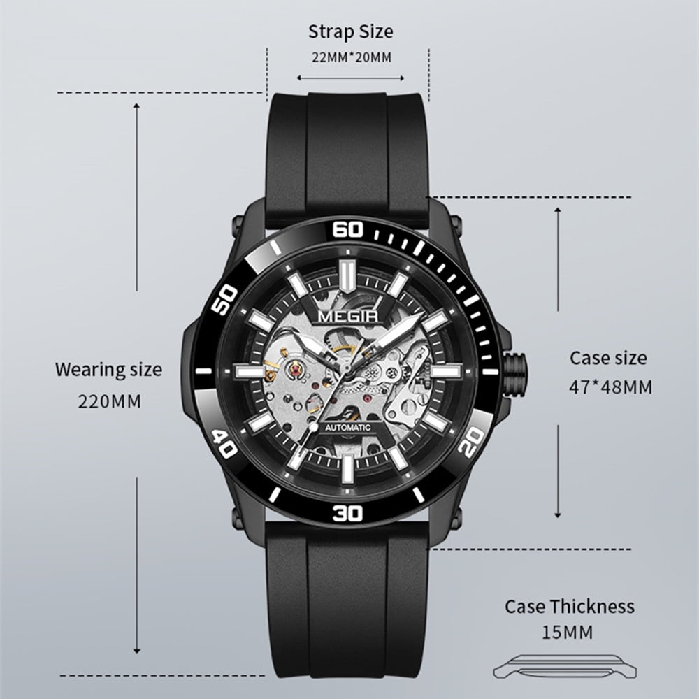 MEGIR Fashion Hollow Out Mechanical Watch for Men Stainless Steel Case Sapphire Automatic Wristwatch - Image 5