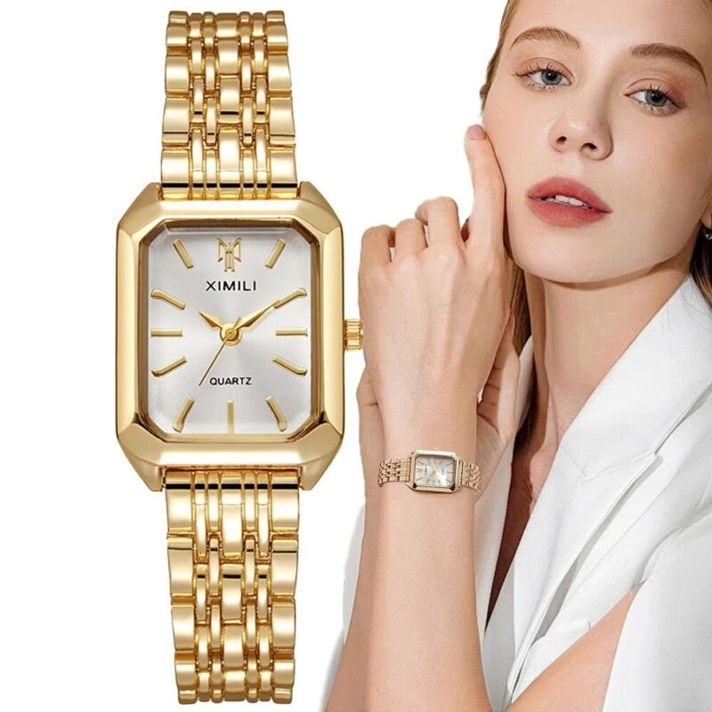 Women's Watch Bracelet Stainless Steel Band Luxury Woman Gift Quartz Square Dial