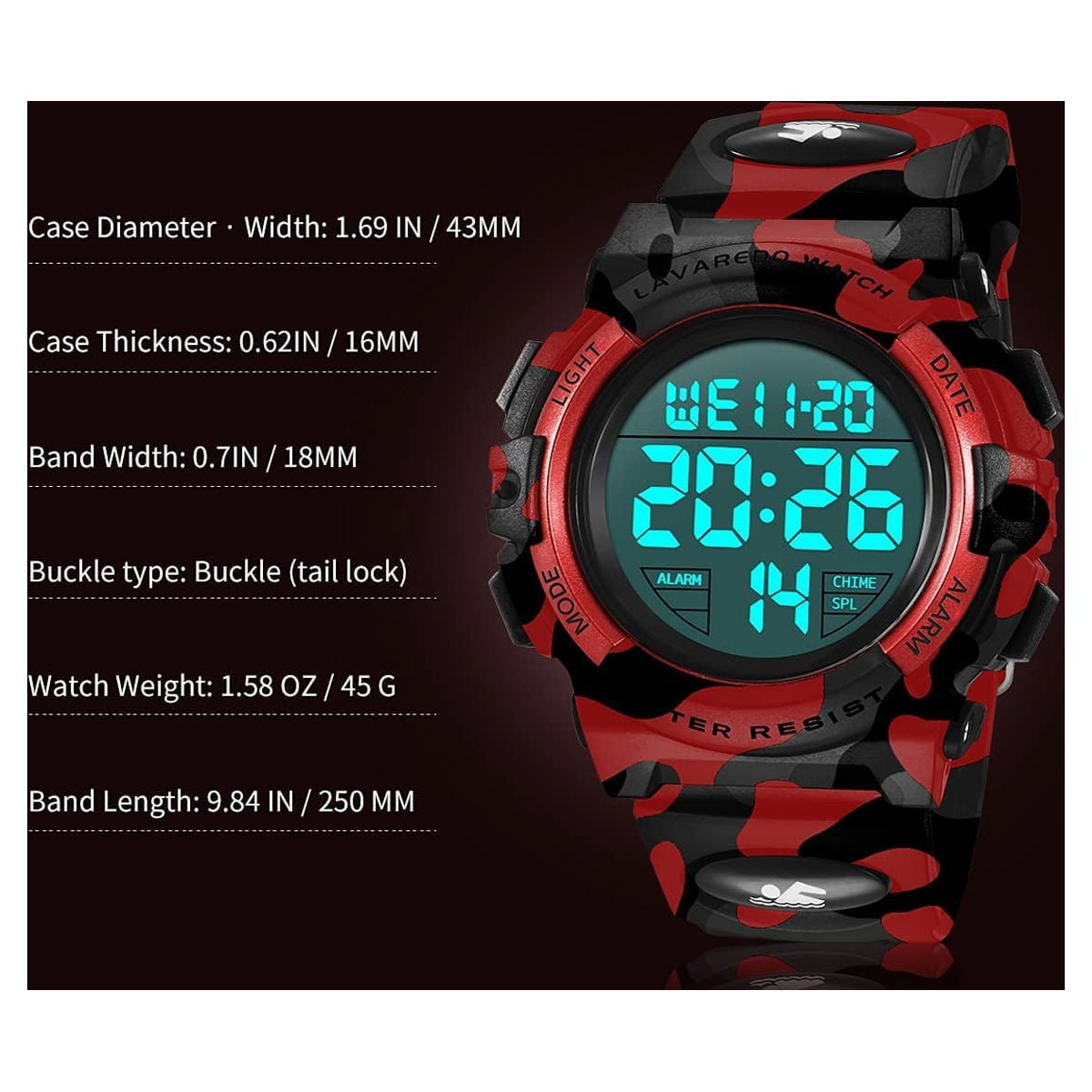 Kids Digital Sports Watch for Age 4-15 Waterproof Watches with Alarm Stopwatch Wrist Watches for Boys Girls Birthday Chriatmas Gift for Kids - Image 6