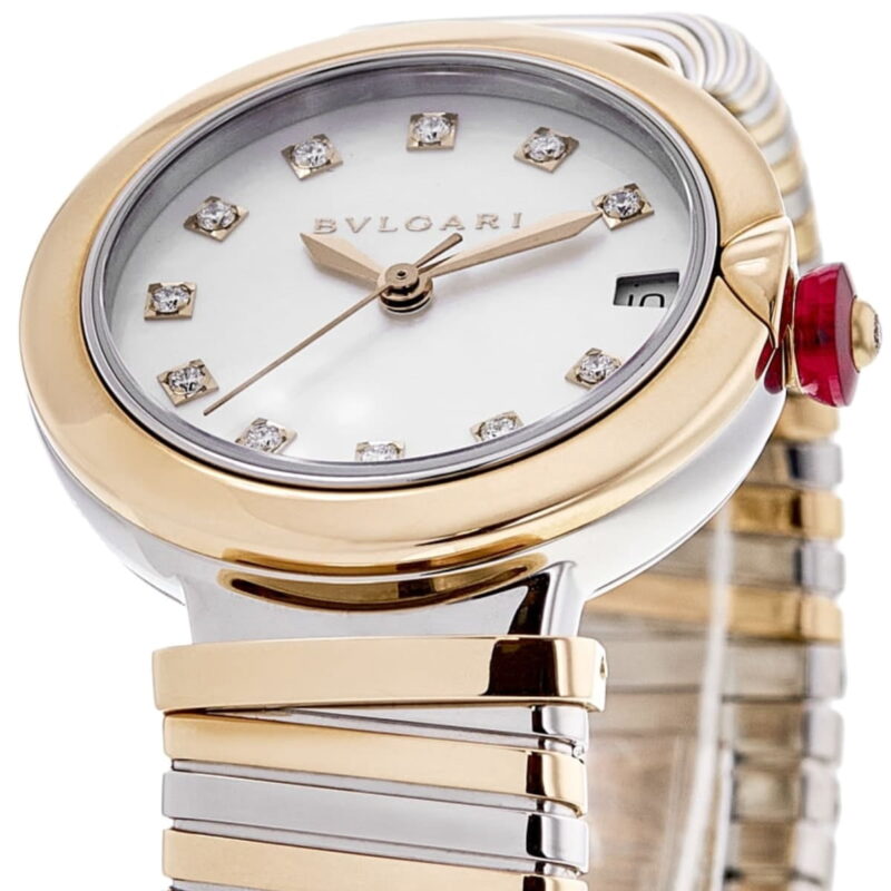 Bulgari Lvcea Automatic Mother of Pearl Diamond Dial 18K Rose Gold & Steel Women's Watch 102954