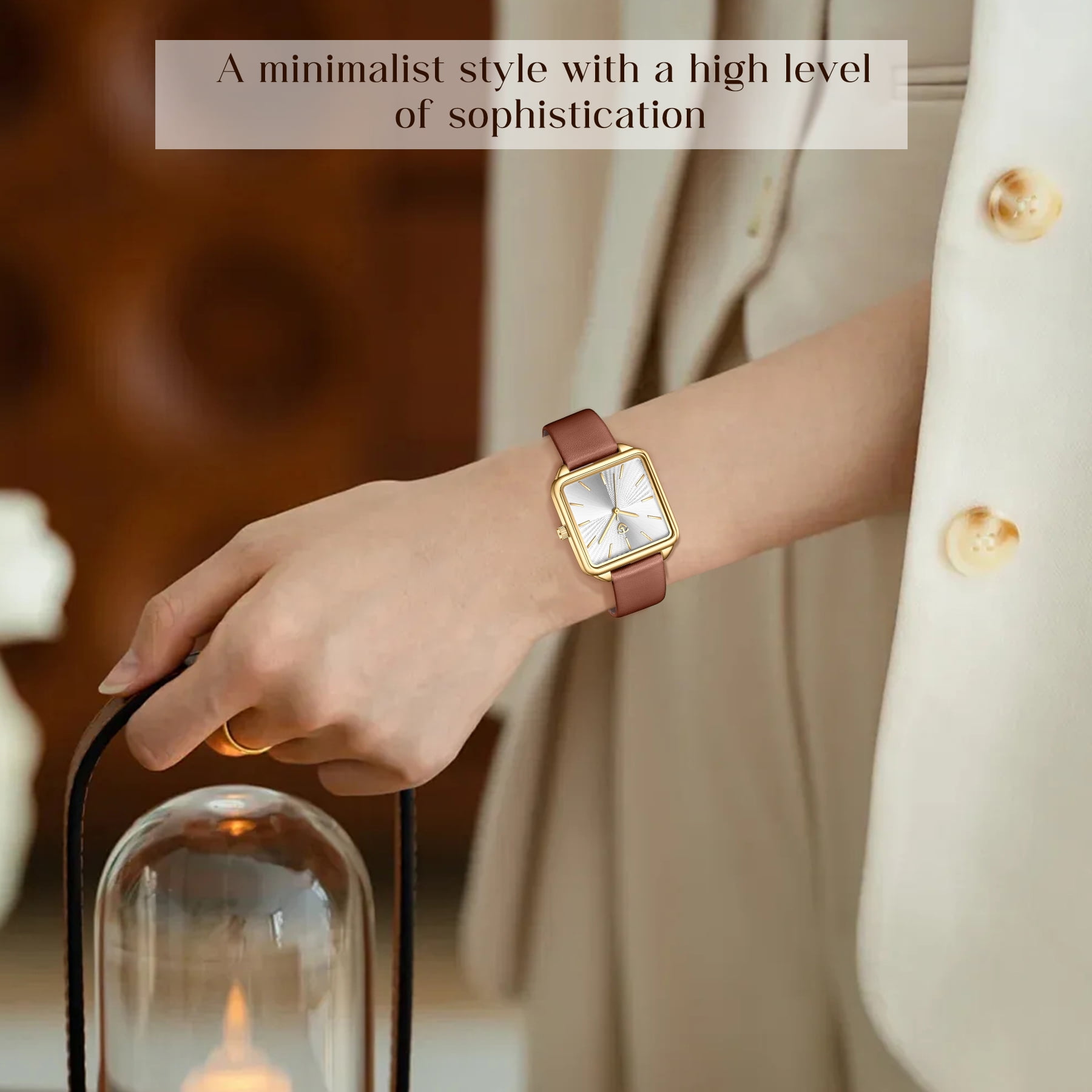 Woman Watch Elegant Square Dial Watches with Leather Strap Waterproof Classic Simple Womens Quartz Watch Gift for Woman - Image 7