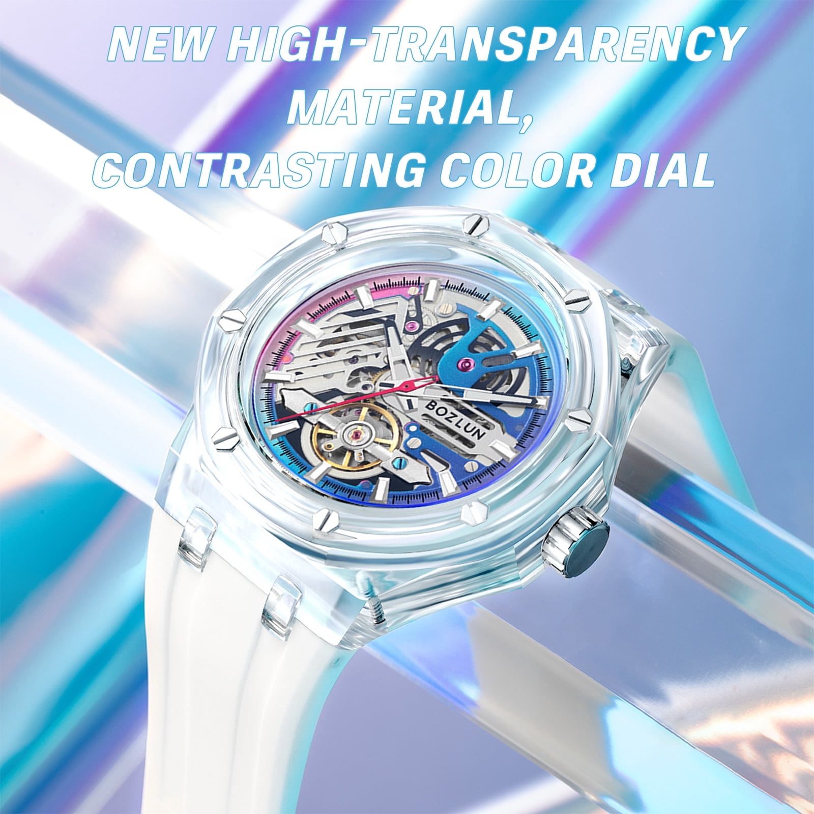 BOZLUN Mens Watch Skeleton Luxury Mechanical Luminous Waterproof Self-Winding Wrist Watch - Image 6