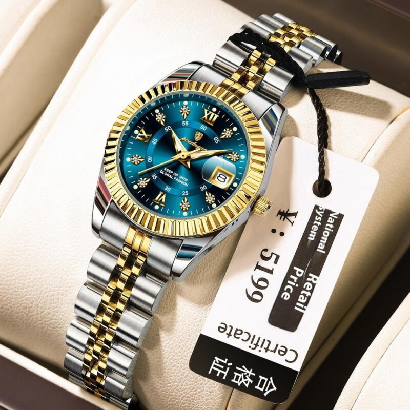 EXPLOJOY Elegant Women's Wristwatch – Date Function, Waterproof Case, Sleek Steel Strap