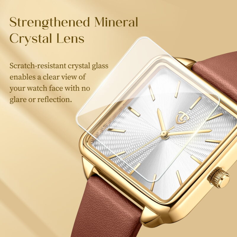 Woman Watch Elegant Square Dial Watches with Leather Strap Waterproof Classic Simple Womens Quartz Watch Gift for Woman