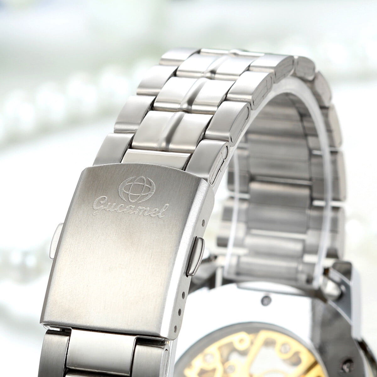 Luxury Mens Skeleton Mechanical Watch Steampunk Stainless Steel Wrist Watches - Image 6