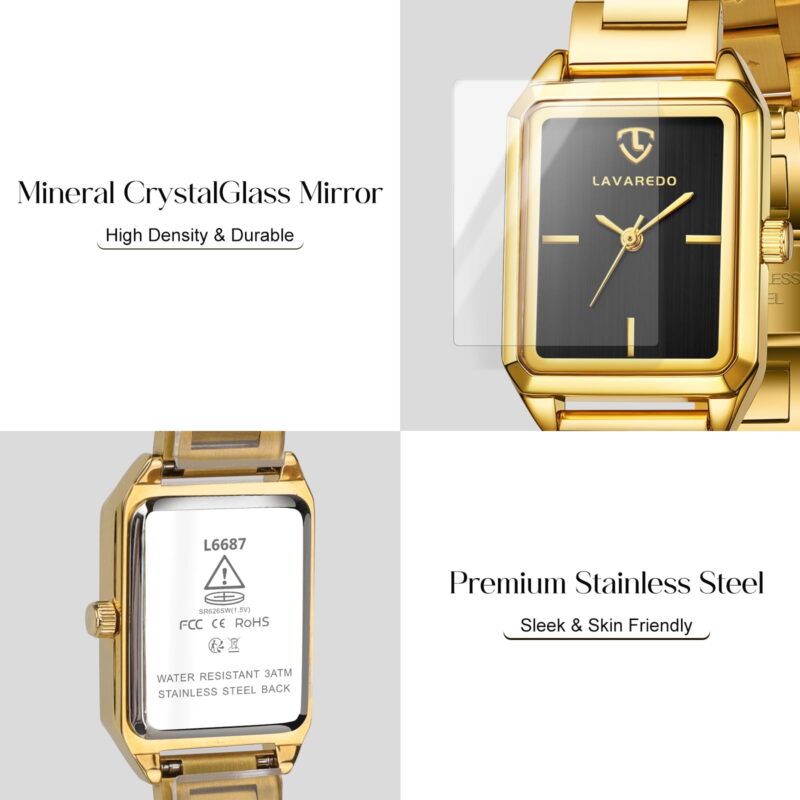 Watches for Women Luxury Ladies Quartz Wrist Watches with Stainless Steel Bracelet,Waterproof Square Ladies Watches Mother's Day Gifts for Women
