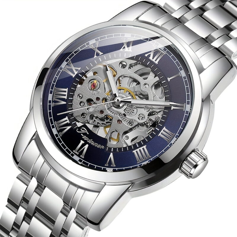 Men's fashion mechanical watch stainless steel luminous waterproof hollow sports automatic mechanical watch