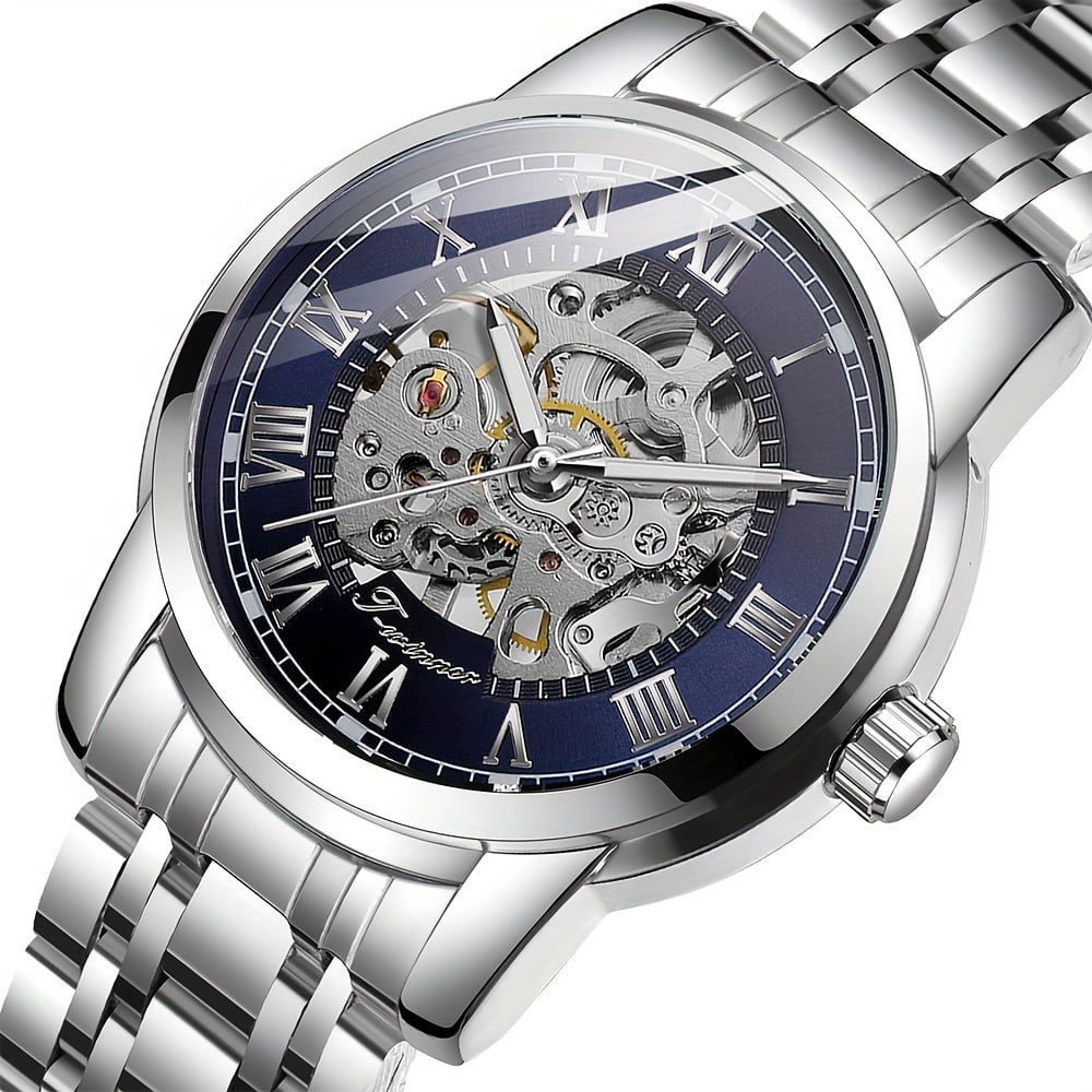 Men's fashion mechanical watch stainless steel luminous waterproof hollow sports automatic mechanical watch - Image 2