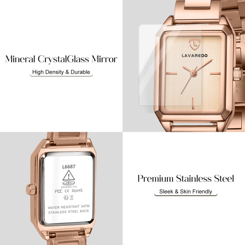 Watches for Women Luxury Ladies Quartz Wrist Watches with Stainless Steel Bracelet,Waterproof Square Ladies Watches Mother's Day Gifts for Women
