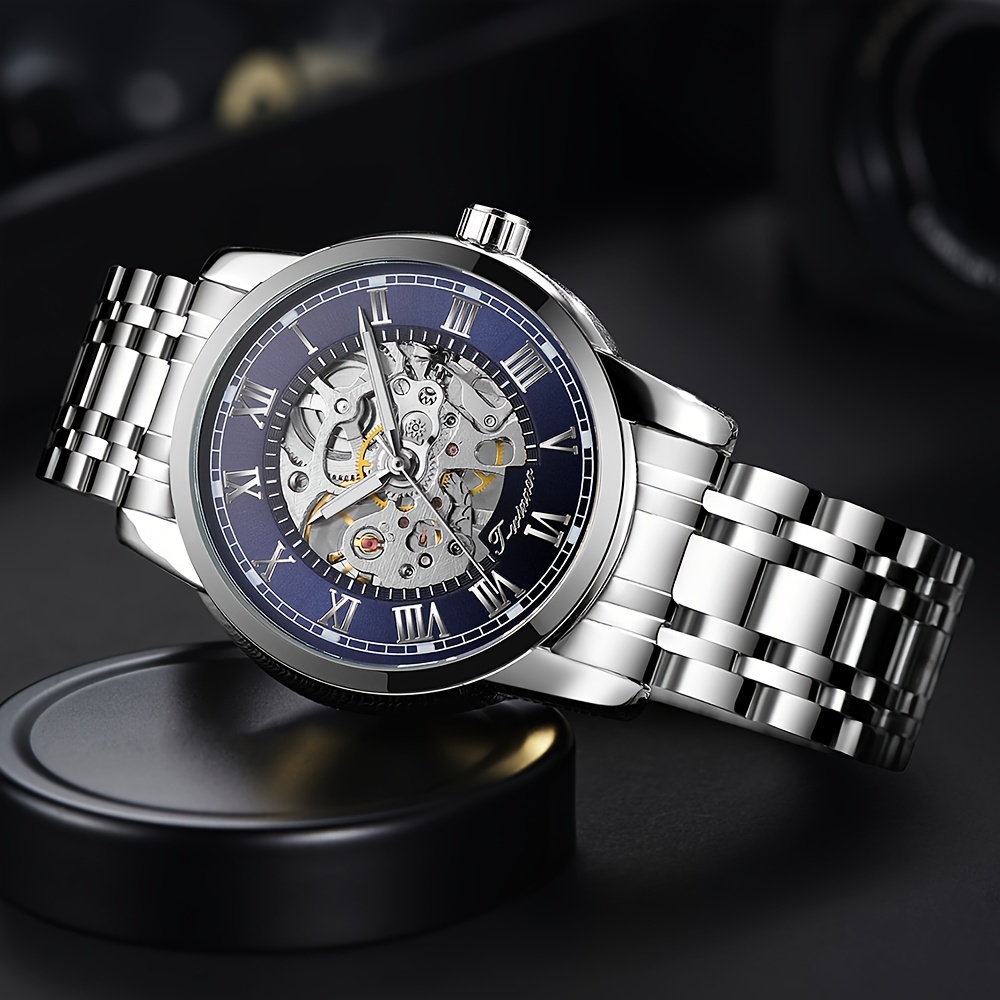 Men's fashion mechanical watch stainless steel luminous waterproof hollow sports automatic mechanical watch - Image 7