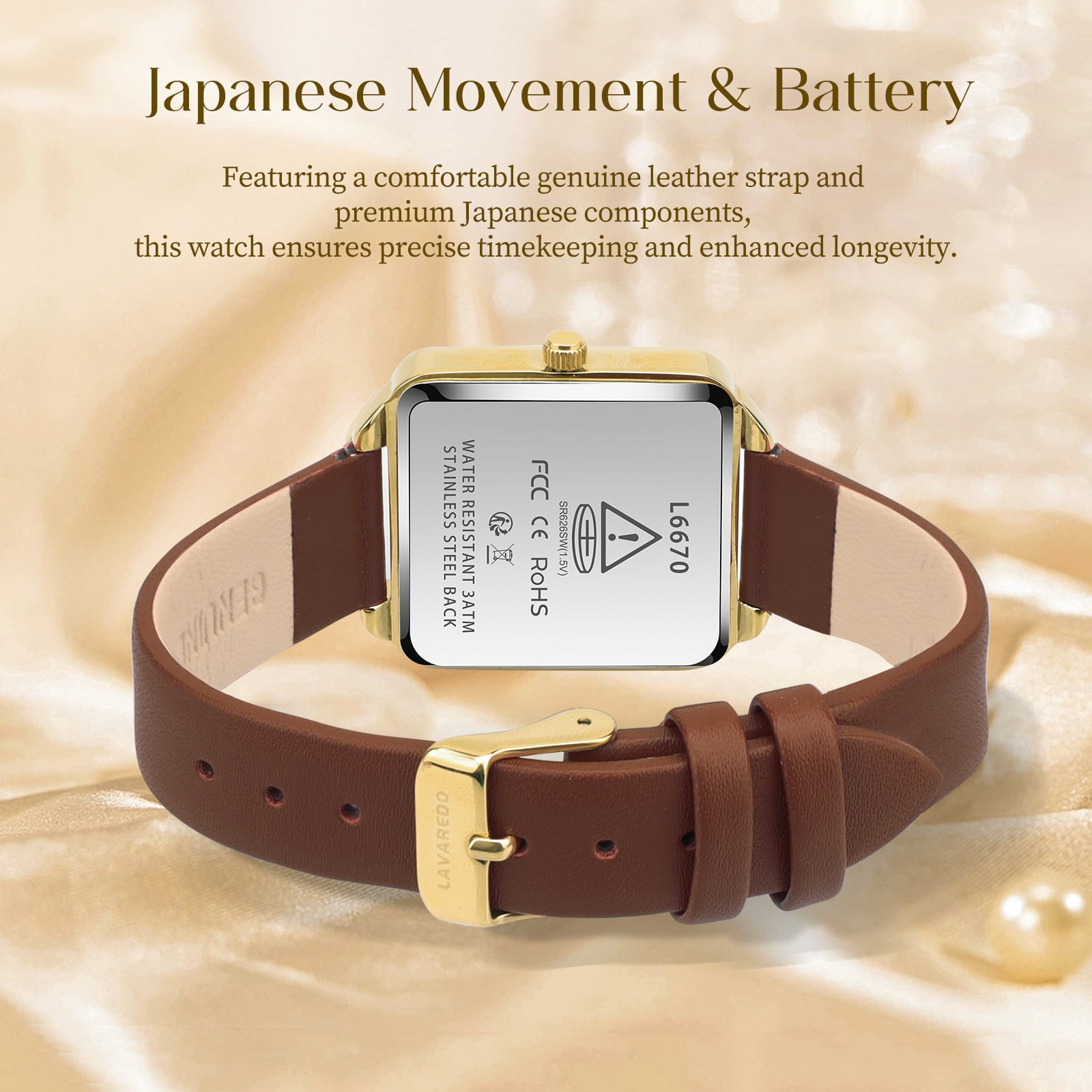 Woman Watch Elegant Square Dial Watches with Leather Strap Waterproof Classic Simple Womens Quartz Watch Gift for Woman - Image 3
